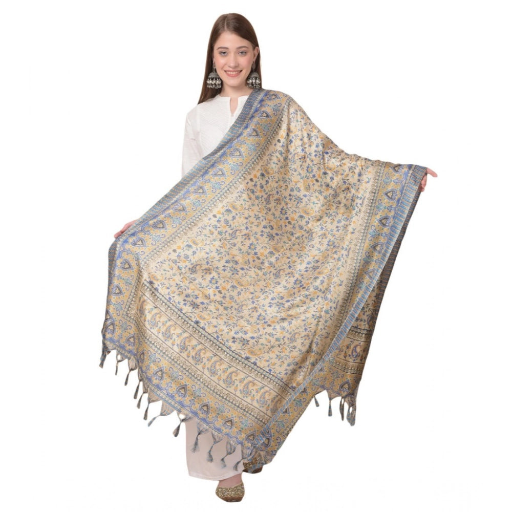 Generic Women's Art Silk Printed Dupatta (Grey, Length: 2.25 to 2.50 Mtr) Main image