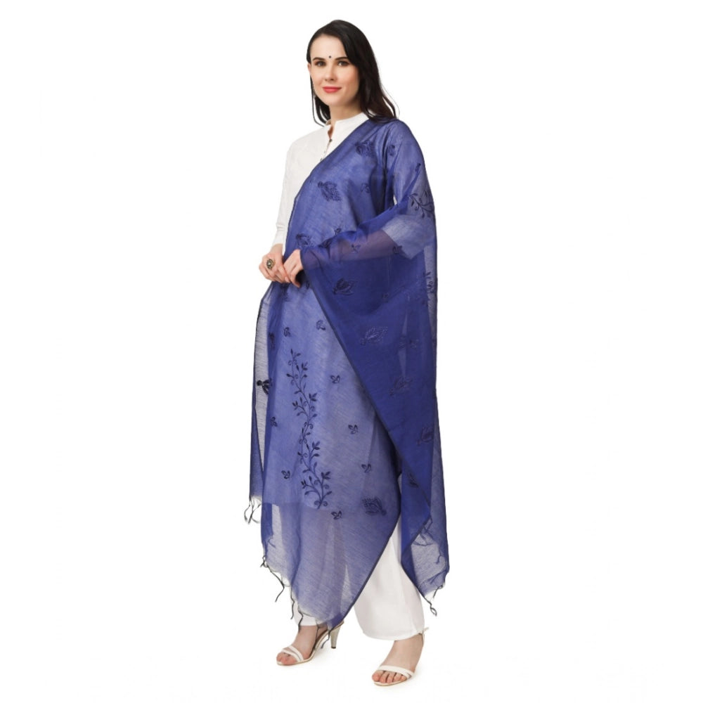 Generic Women's Cotton Embroidered Dupatta (Blue, Length: 2.25 to 2.50 Mtr) Secondary image