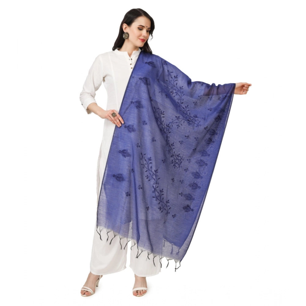 Generic Women's Cotton Embroidered Dupatta (Blue, Length: 2.25 to 2.50 Mtr) Main image