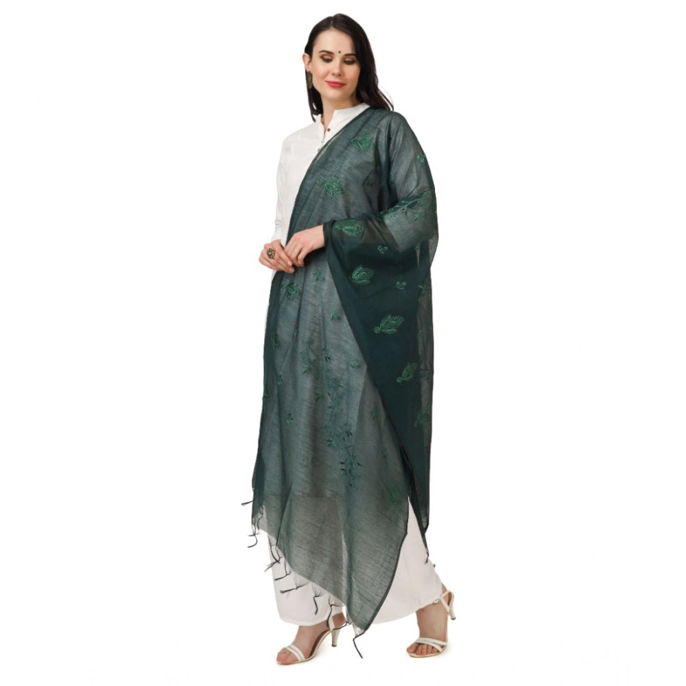 Generic Women's Cotton Embroidered Dupatta (Green, Length: 2.25 to 2.50 Mtr) Secondary image