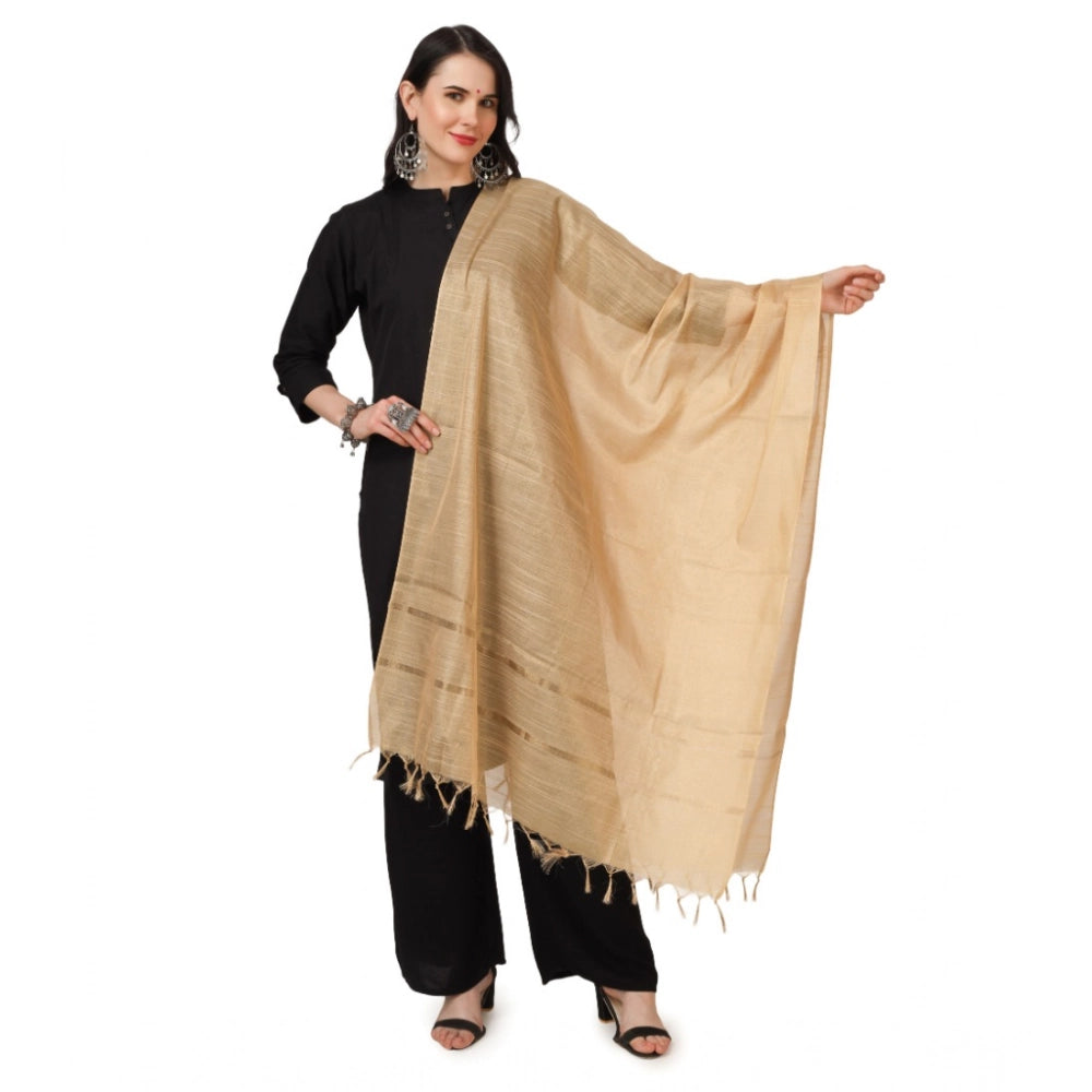 Generic Women's Chanderi Solid Dupatta (Gold, Length: 2.25 to 2.50 Mtr) Main image