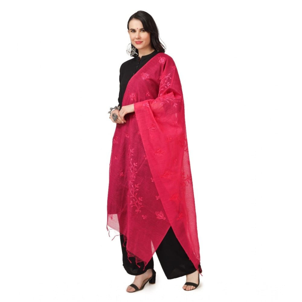 Generic Women's Cotton Embroidered Dupatta (Maroon, Length: 2.25 to 2.50 Mtr) Secondary image