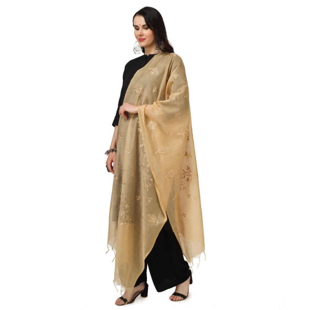 Generic Women's Cotton Embroidered Dupatta (Gold, Length: 2.25 to 2.50 Mtr) Secondary image