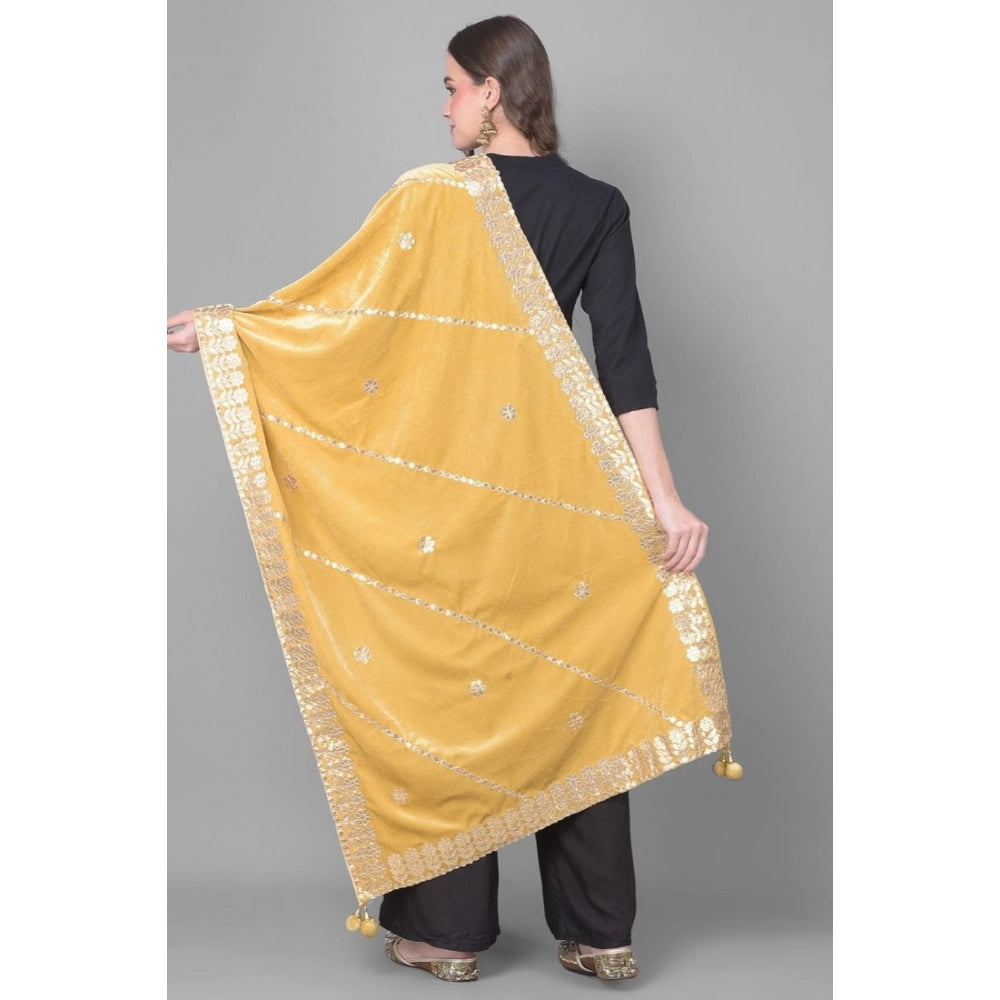 Generic Women's Velvet Gotta Patti Dupatta (Gold, Length: 2.25 to 2.50 Mtr) Secondary image