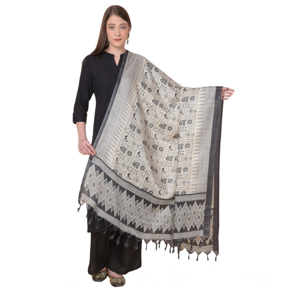 Generic Women's Art Silk Printed Dupatta (Multicolored, Length: 2.25 to 2.50 Mtr) Main image
