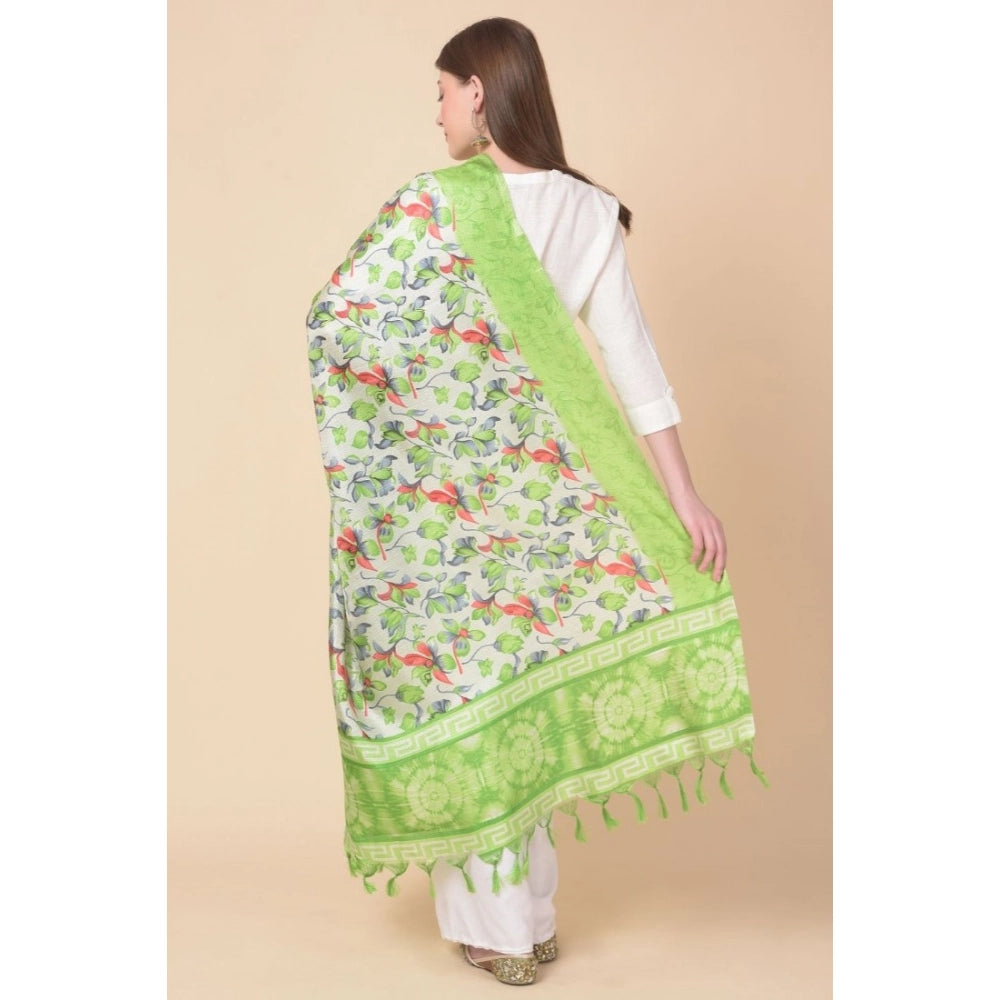 Generic Women's Art Silk Printed Dupatta (Light Green, Length: 2.25 to 2.50 Mtr) Secondary image