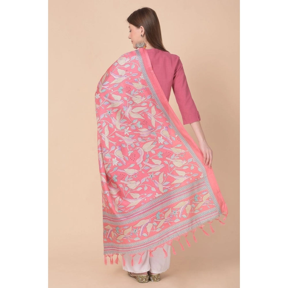 Generic Women's Art Silk Printed Dupatta (Pink, Length: 2.25 to 2.50 Mtr) Secondary image