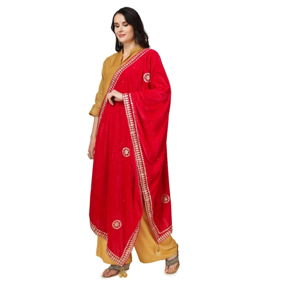 Generic Women's Velvet Gotta Patti Dupatta (Pink, Length: 2.25 to 2.50 Mtr) Secondary image