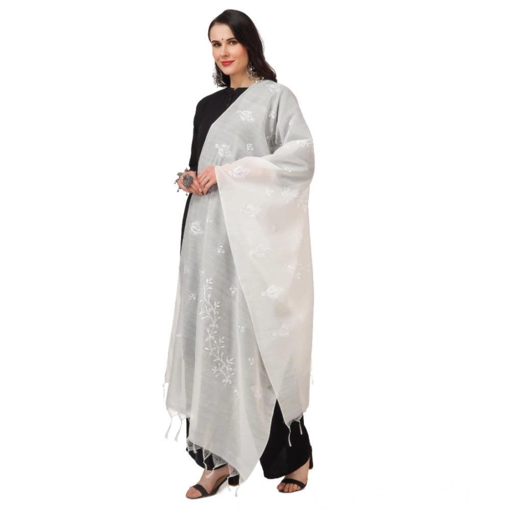 Generic Women's Cotton Embroidered Dupatta (White, Length: 2.25 to 2.50 Mtr) Secondary image