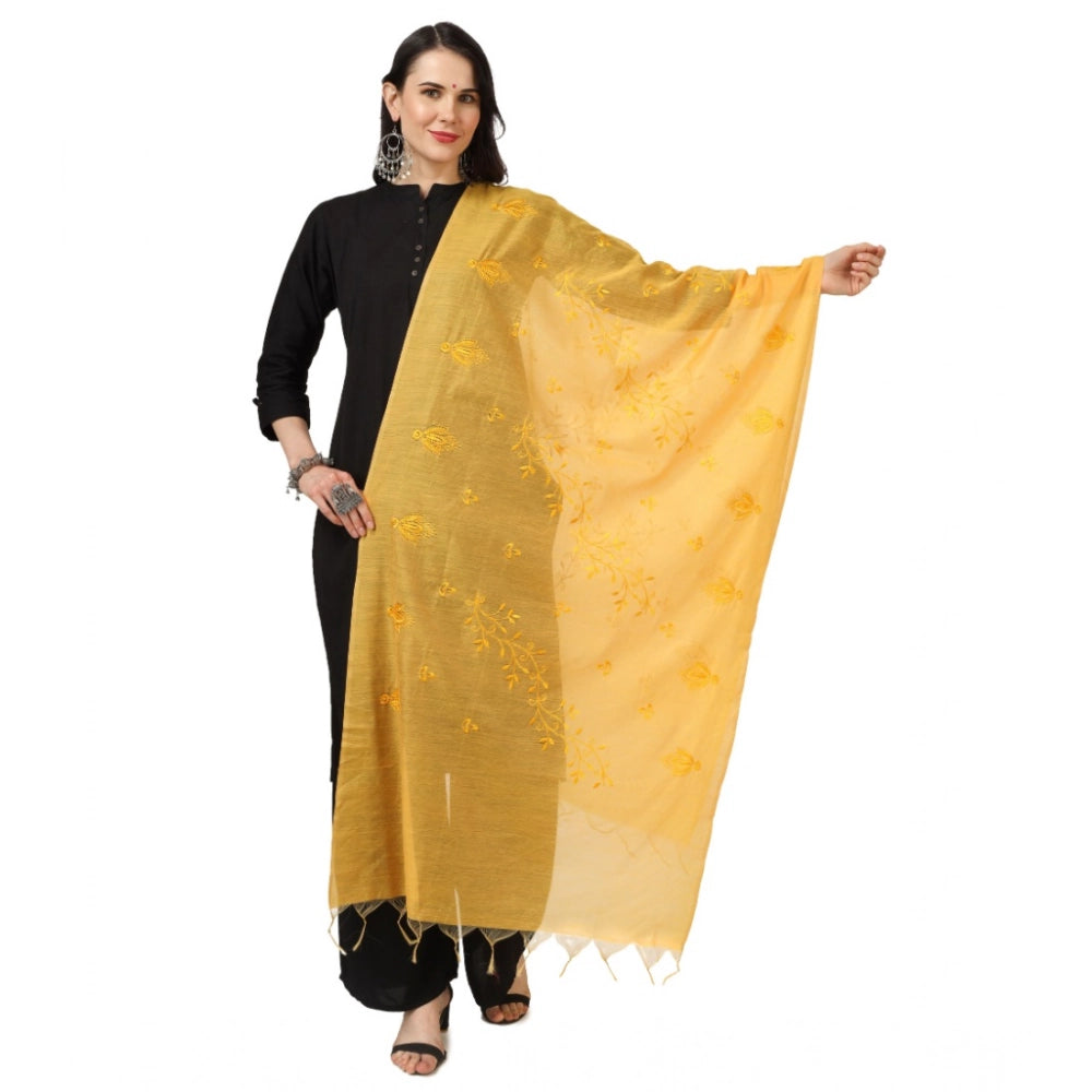 Generic Women's Cotton Embroidered Dupatta (Yellow, Length: 2.25 to 2.50 Mtr) Main image