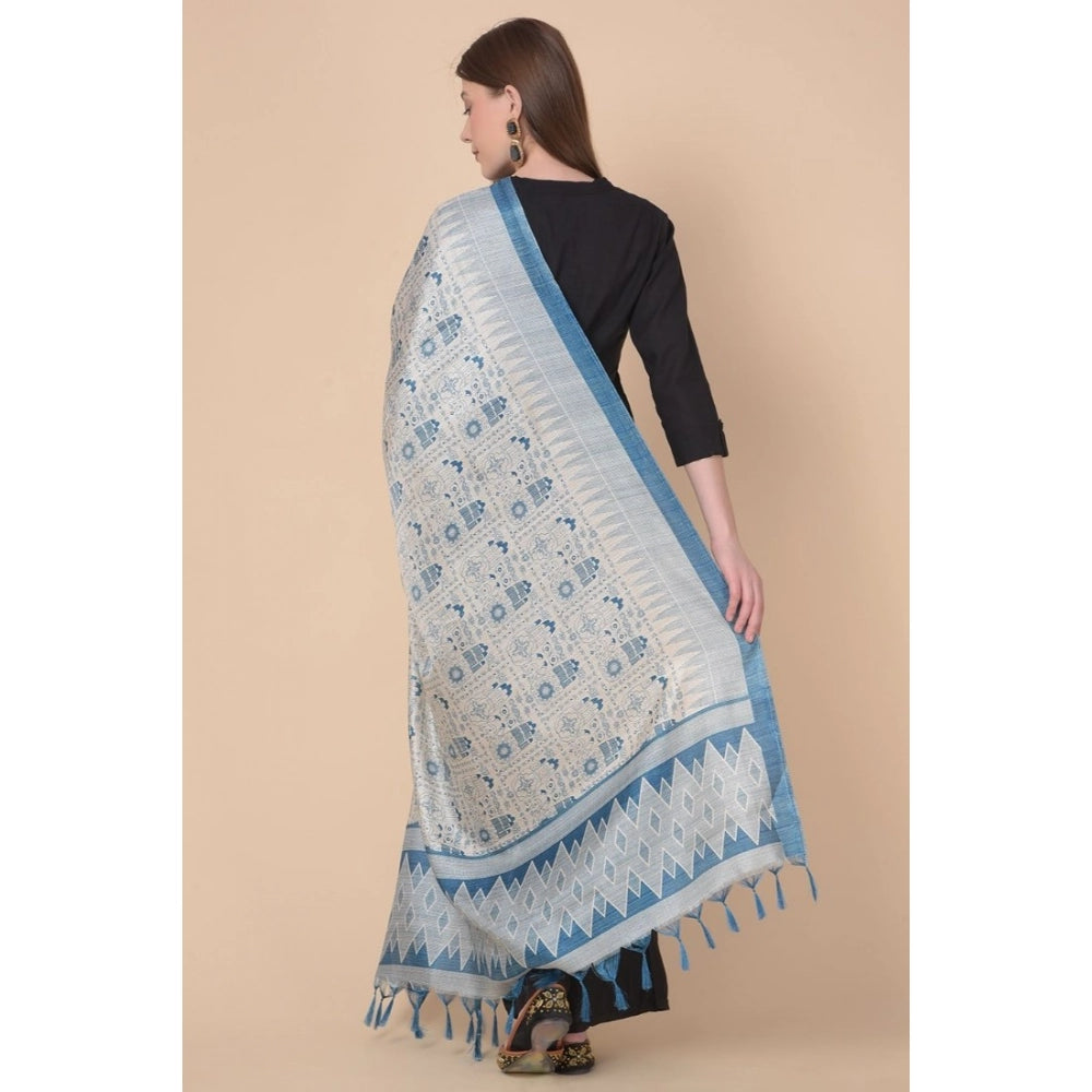 Generic Women's Art Silk Printed Dupatta (Turquoise, Length: 2.25 to 2.50 Mtr) Secondary image