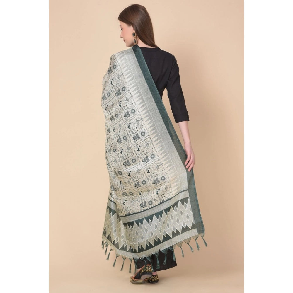 Generic Women's Art Silk Printed Dupatta (Grey, Length: 2.25 to 2.50 Mtr) Secondary image