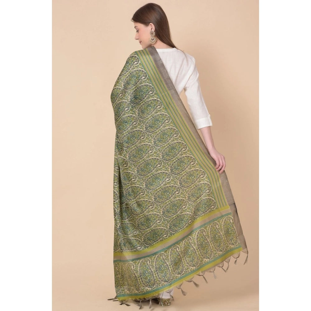Generic Women's Art Silk Printed Dupatta (Green, Length: 2.25 to 2.50 Mtr) Secondary image