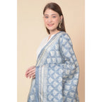 Generic Women's Art Silk Printed Dupatta (Grey, Length: 2.25 to 2.50 Mtr)
