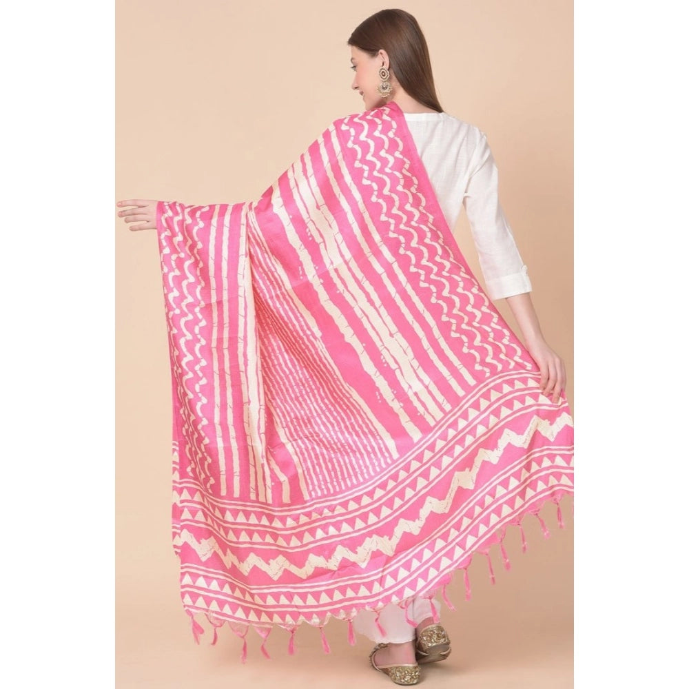 Generic Women's Art Silk Printed Dupatta (Pink, Length: 2.25 to 2.50 Mtr) Secondary image