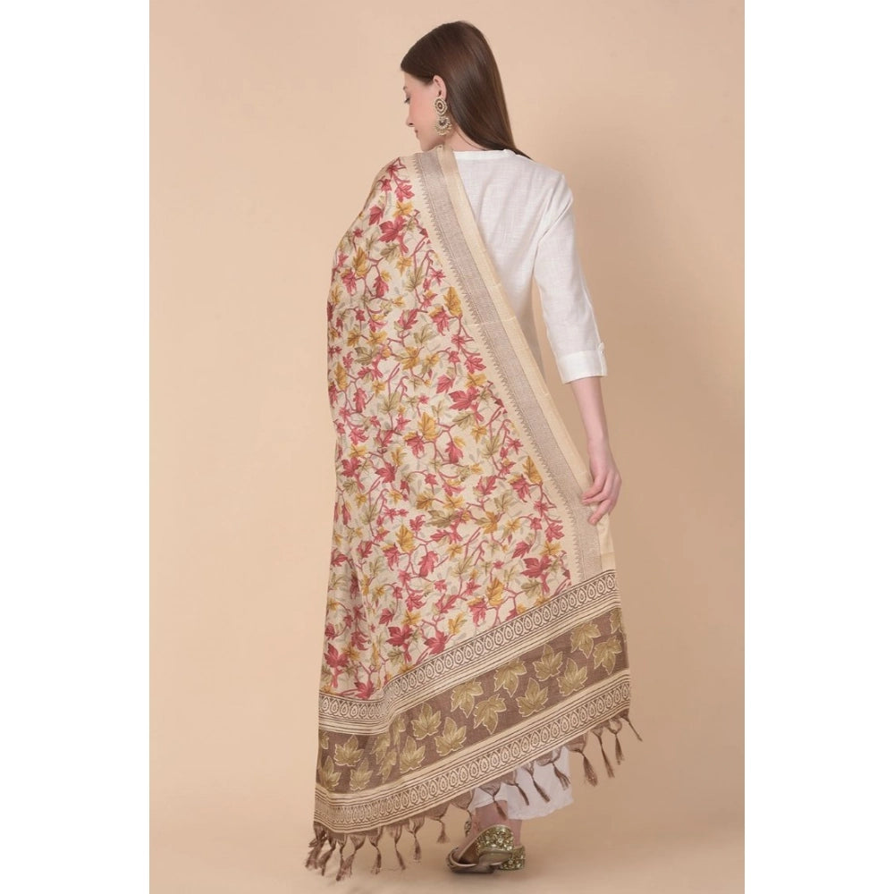 Generic Women's Art Silk Printed Dupatta (Gold, Length: 2.25 to 2.50 Mtr) Secondary image