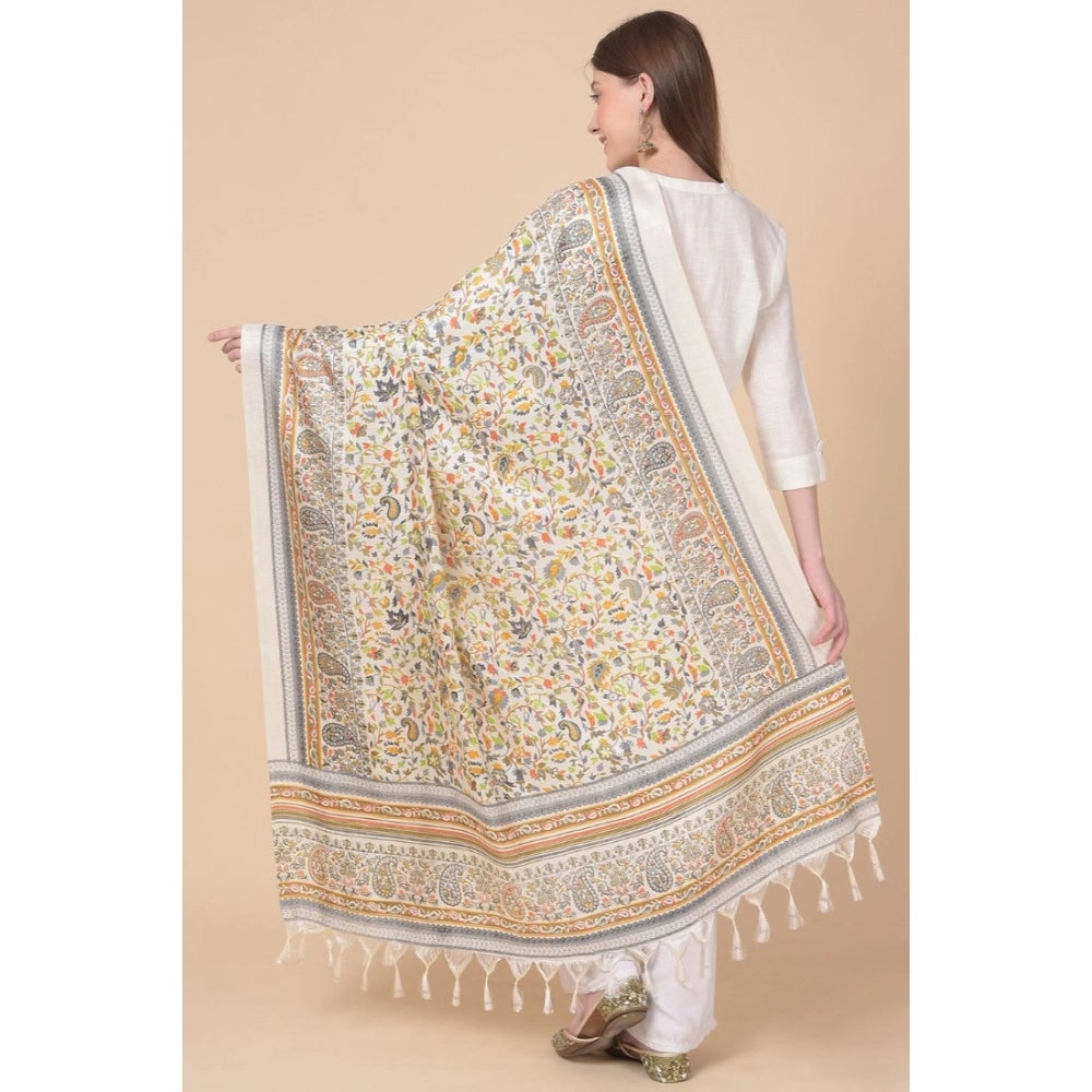 Generic Women's Art Silk Printed Dupatta (White, Length: 2.25 to 2.50 Mtr) Secondary image