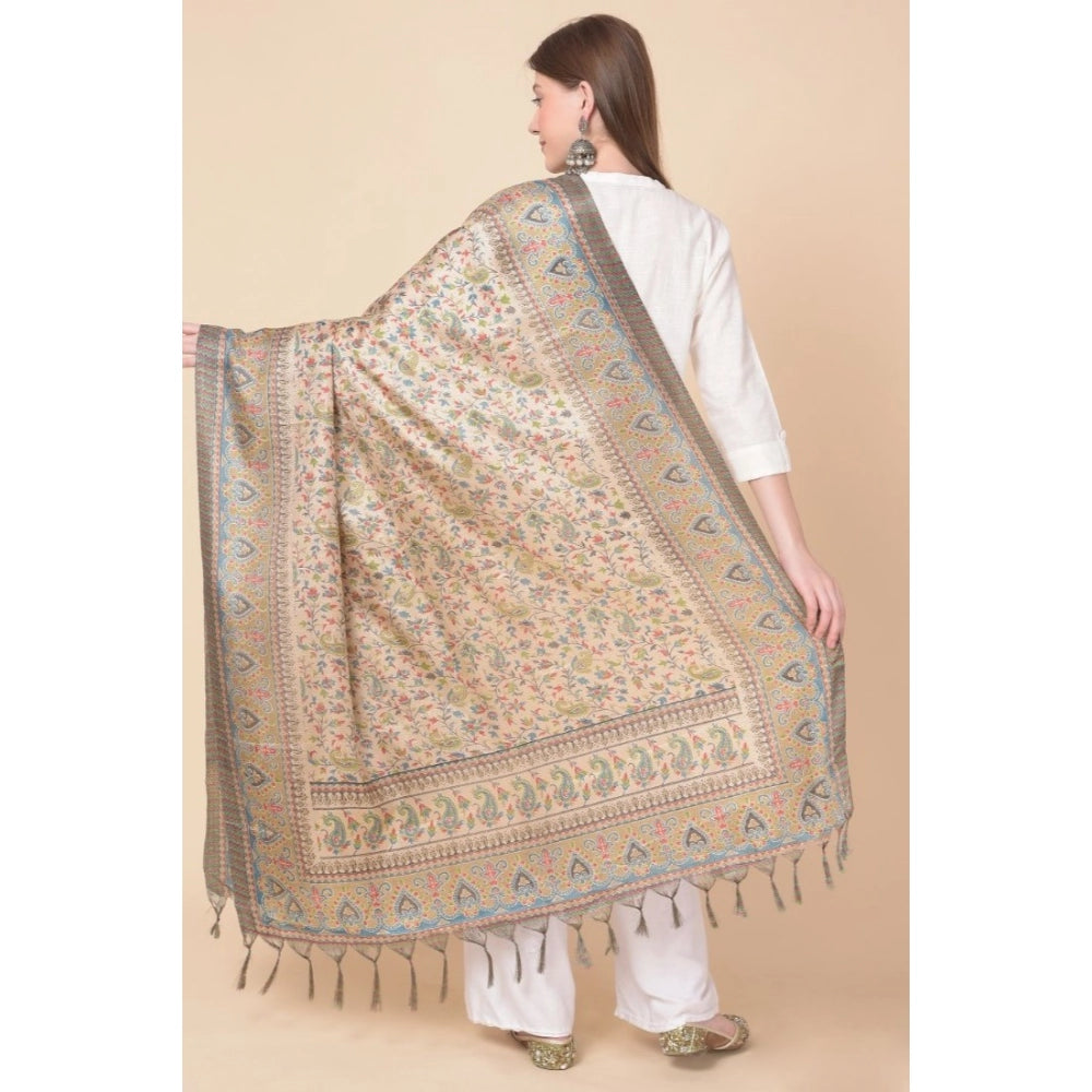 Generic Women's Art Silk Printed Dupatta (Light Brown, Length: 2.25 to 2.50 Mtr) Secondary image