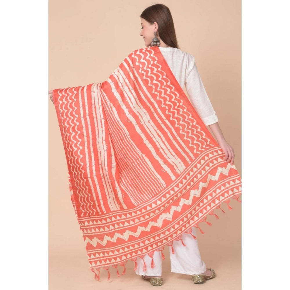 Generic Women's Art Silk Printed Dupatta (Orange, Length: 2.25 to 2.50 Mtr) Secondary image