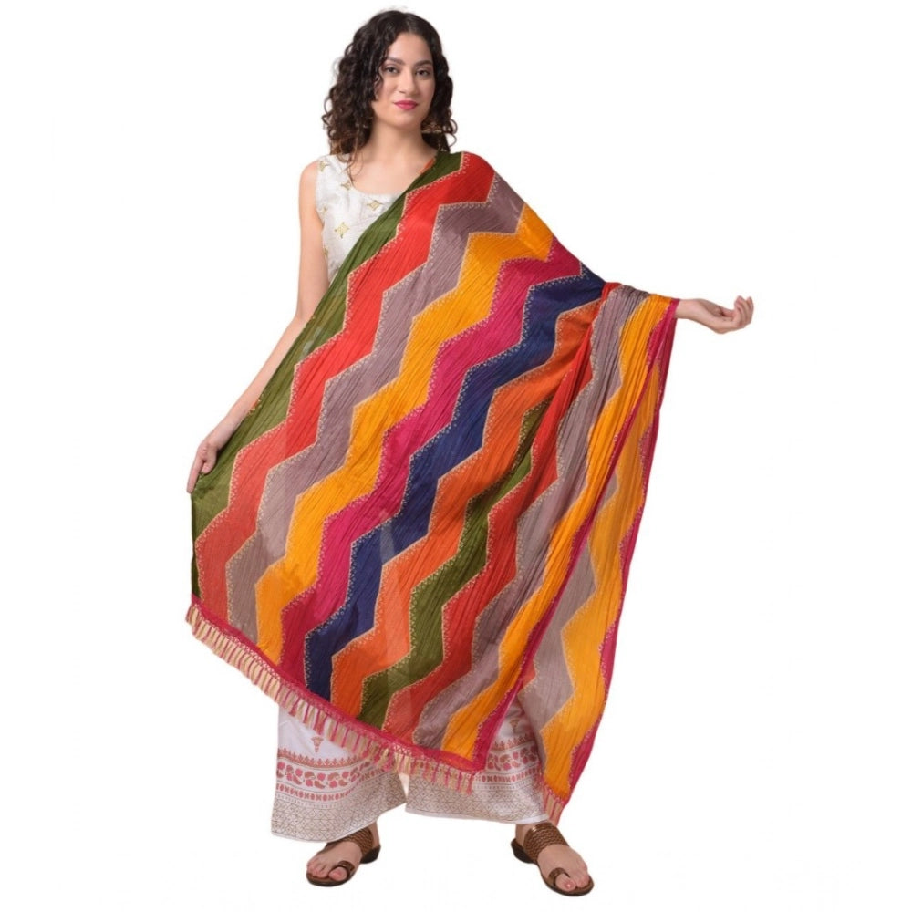 Generic Women's Chanderi Printed Dupatta (Multicolor, Length: 2.25 to 2.50 Mtr) Main image