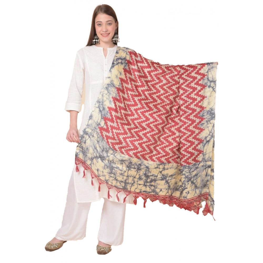 Generic Women's Art Silk Printed Dupatta (Maroon, Length: 2.25 to 2.50 Mtr) Main image