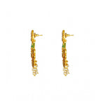 Generic Women's Rose Gold Plated Alloy Kundan Earrings &amp; Mangtikka (Red &amp; Green)