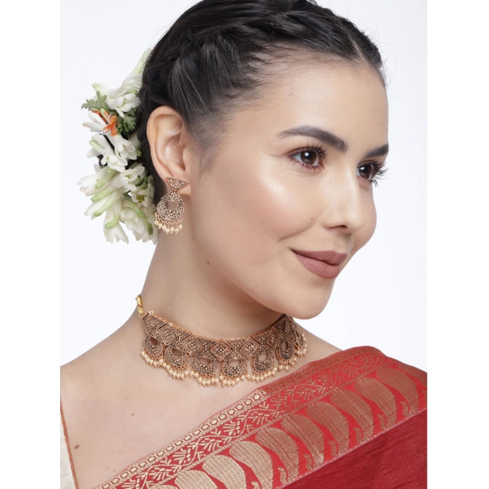 Generic Women's Rose Gold Plated Alloy Necklace &amp; Earings Set (Gold) Secondary image