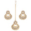 Generic Women's Rose Gold Plated Alloy Kundan Earrings &amp; Mangtikka (White)