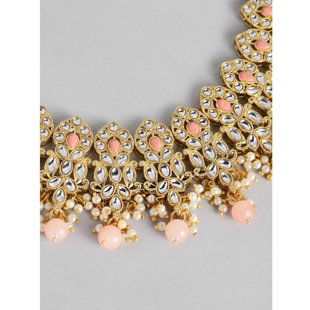 Generic Women's Rose Gold Plated Alloy Necklace &amp; Earings Set (Pink) Secondary image