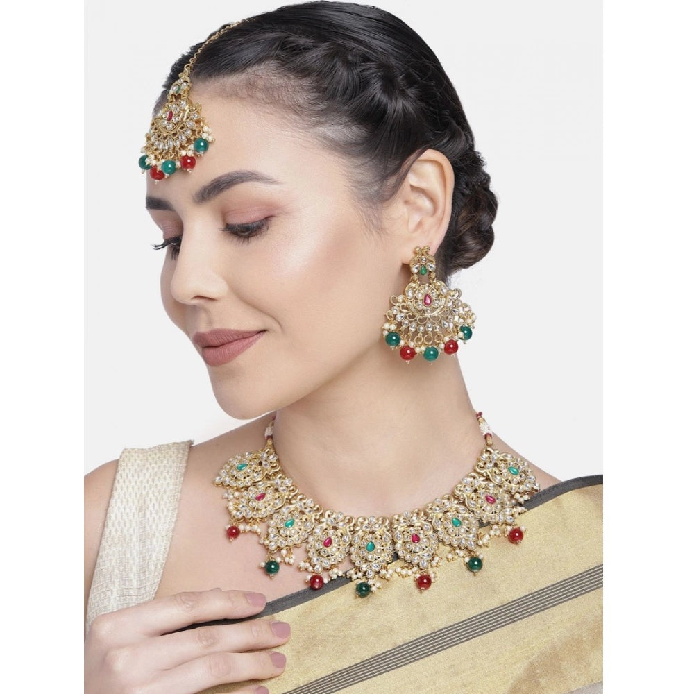 Generic Women's Rose Gold Plated Alloy Necklace &amp; Earings Set (Light Green) Secondary image