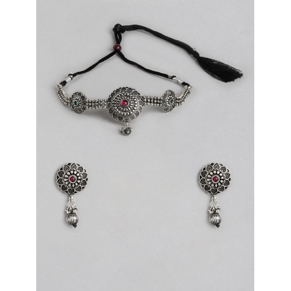 Generic Women's Rose Gold Plated Alloy Necklace &amp; Earings Set (Silver) Main image