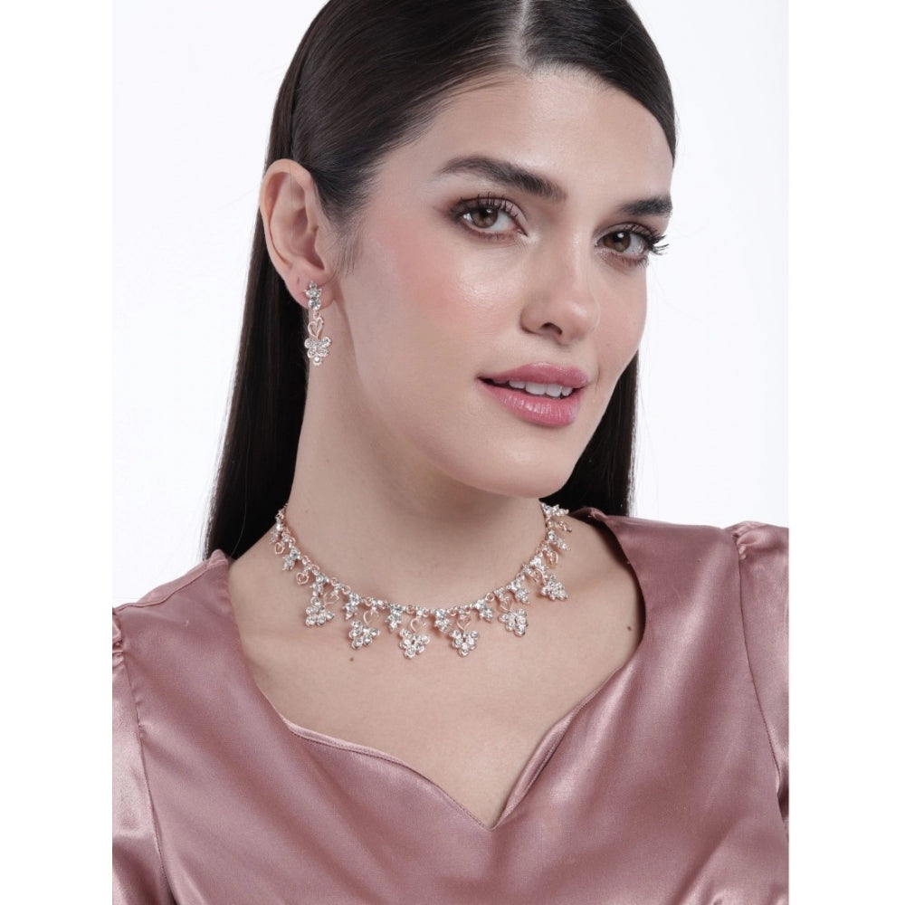 Generic Women's Rose Gold Plated Brass Necklace &amp; Earings Set (Gold) Secondary image