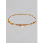 Generic Women's Rose Gold Plated Alloy Hip Belt Kamarband (Red &amp; Green)