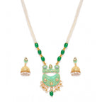 Generic Women's Rose Gold Plated Alloy Necklace &amp; Earings Set (Green)
