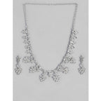 Generic Women's Rose Gold Plated Brass Necklace &amp; Earings Set (Silver)