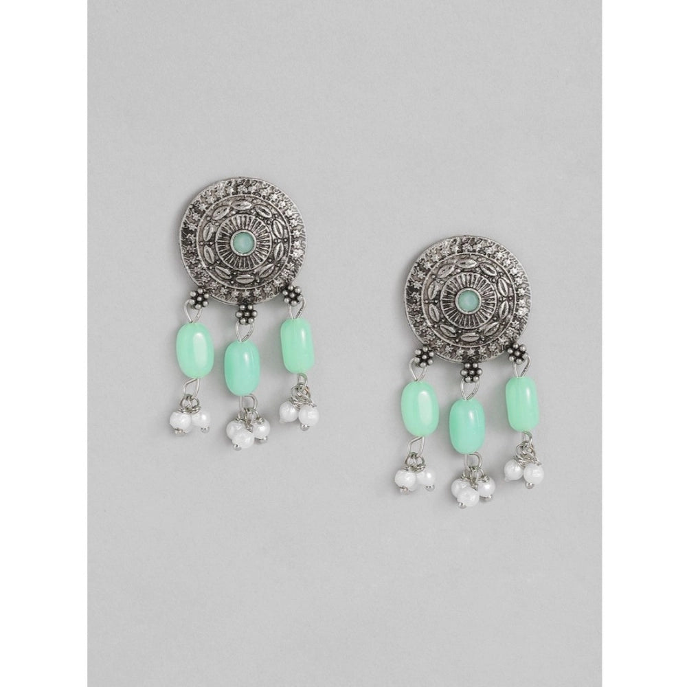 Generic Women's Rose Gold Plated Alloy Necklace &amp; Earings Set (Light Green) Secondary image