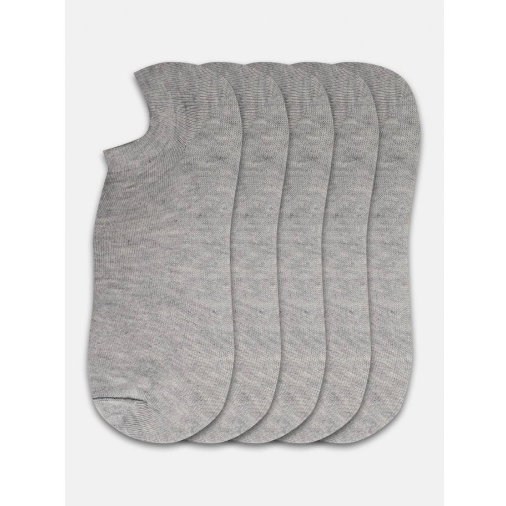 Generic 5 Pairs Unisex Casual Cotton Blended Solid Ankle length Socks (Light Grey) Secondary image