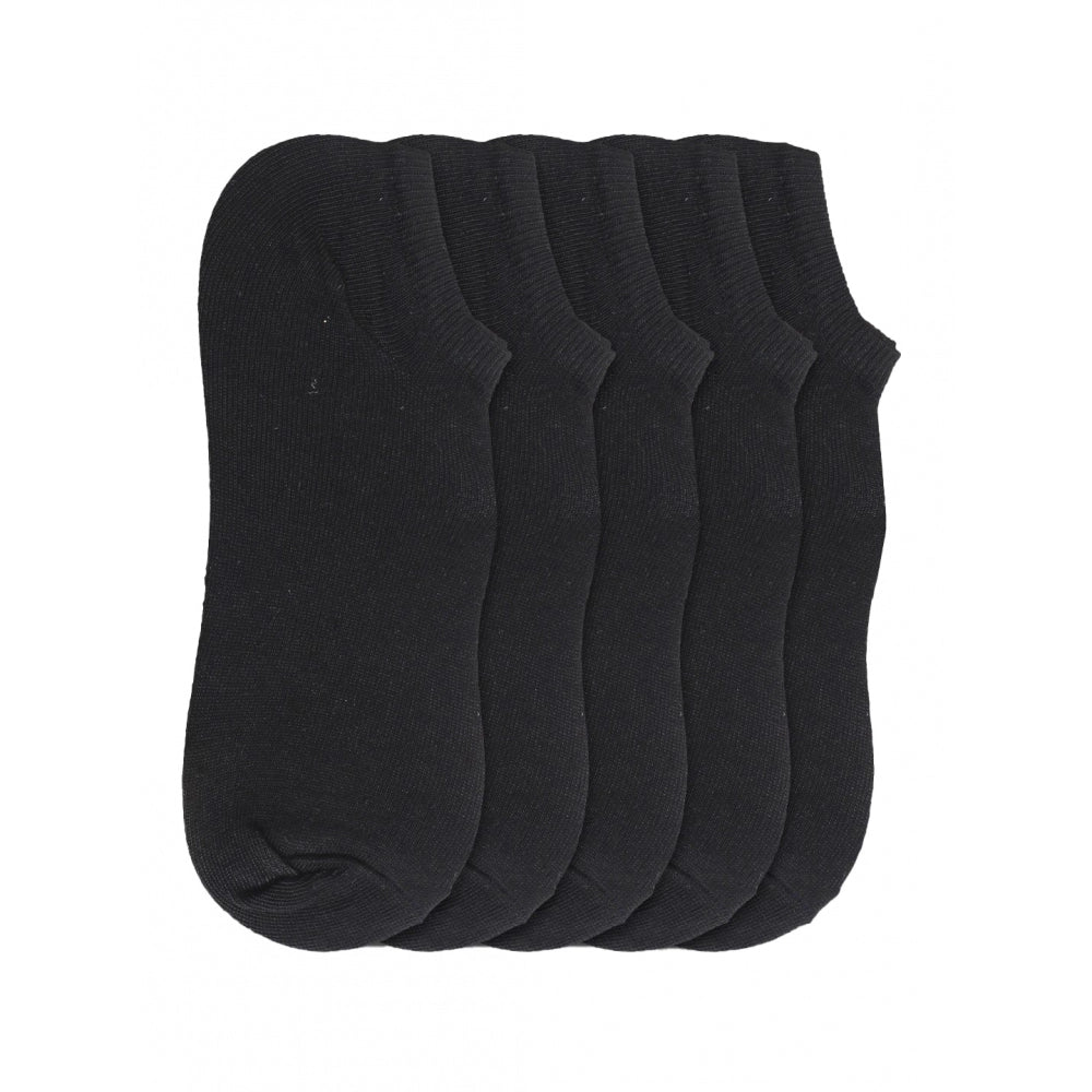Generic 5 Pairs Unisex Casual Cotton Blended Solid Ankle length Socks (Black) Main image