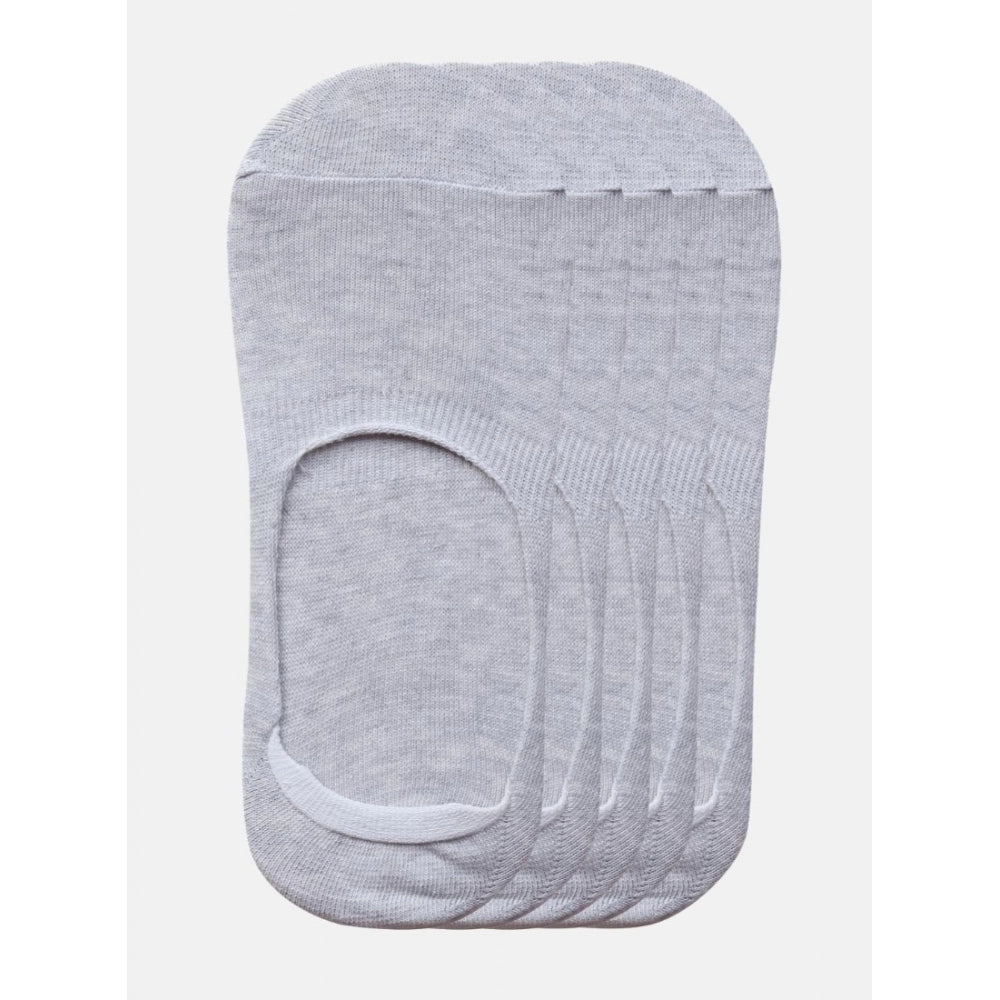 Generic 5 Pairs Unisex Casual Cotton Blended Solid No-show Socks (Light Grey) Main image