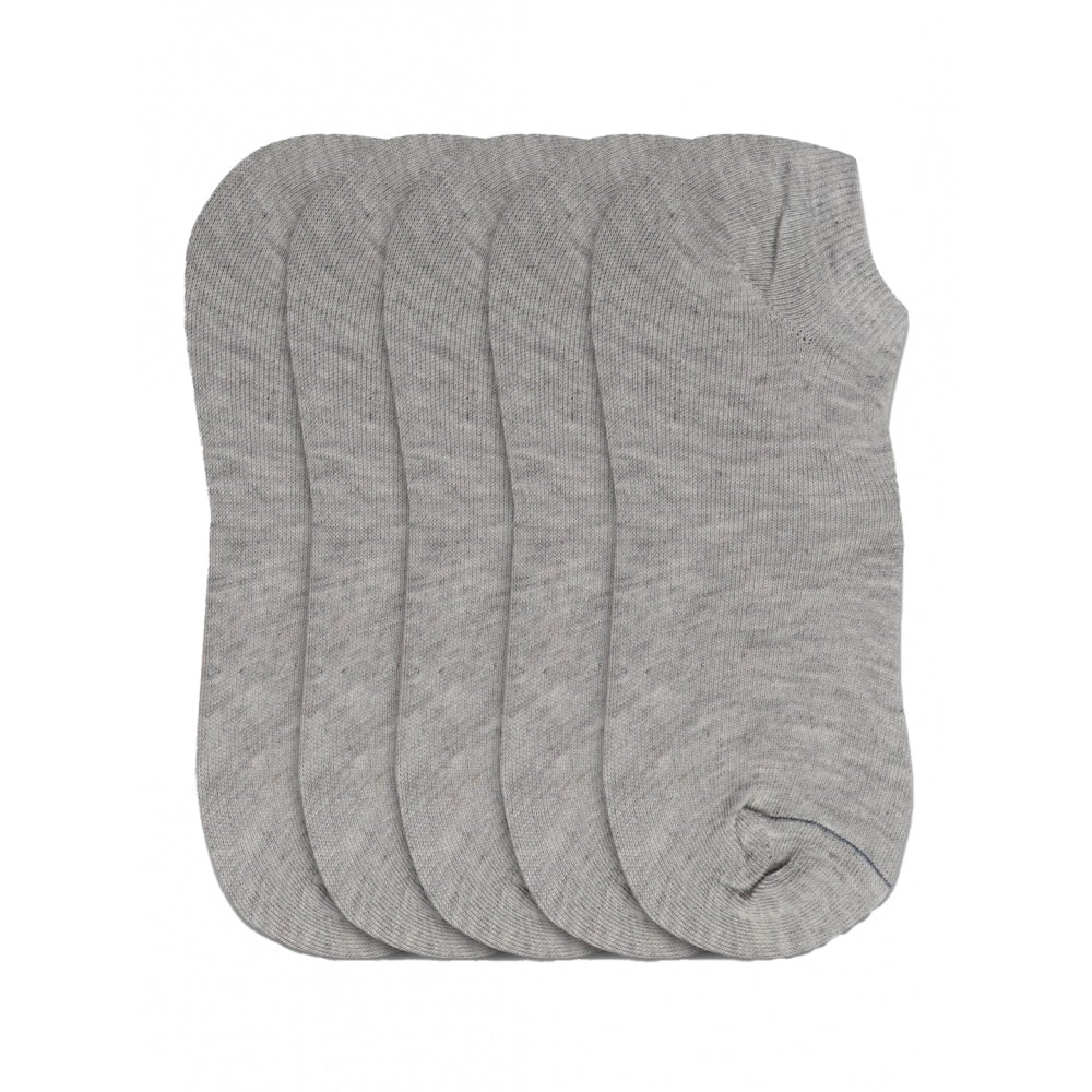 Generic 5 Pairs Unisex Casual Cotton Blended Solid Ankle length Socks (Light Grey) Main image