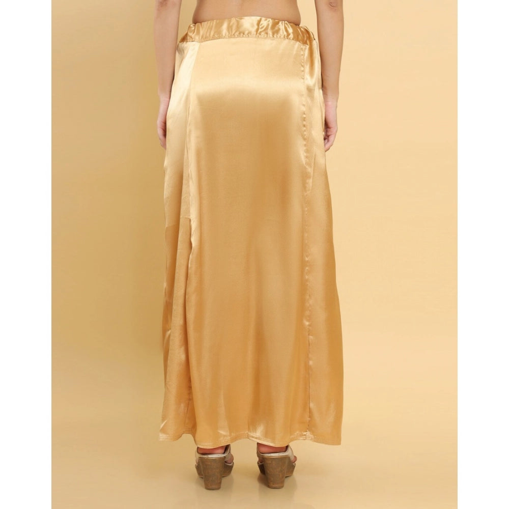 Generic Women's Silk Solid Free Size Petticoat (Gold) Secondary image