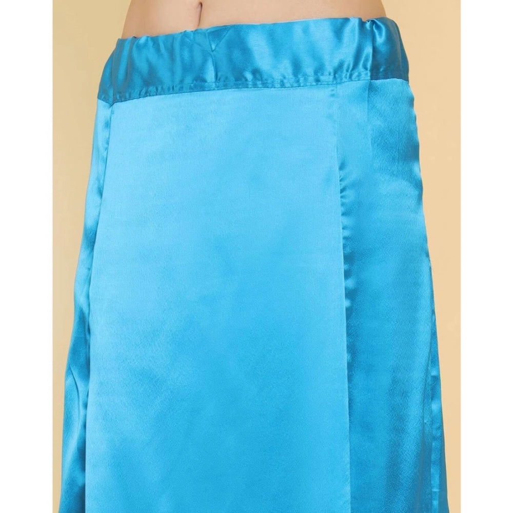 Generic Women's Silk Solid Free Size Petticoat (Blue) Secondary image