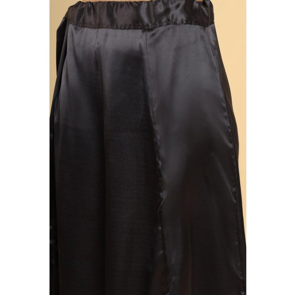 Generic Women's Silk Solid Free Size Petticoat (Black) Secondary image