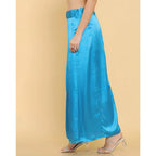 Generic Women's Silk Solid Free Size Petticoat (Blue)