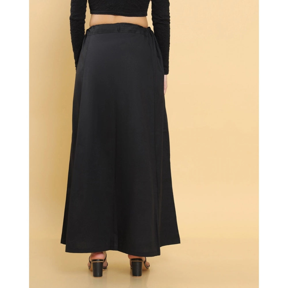 Generic Women's Cotton Solid Free Size Petticoat (Black) Secondary image