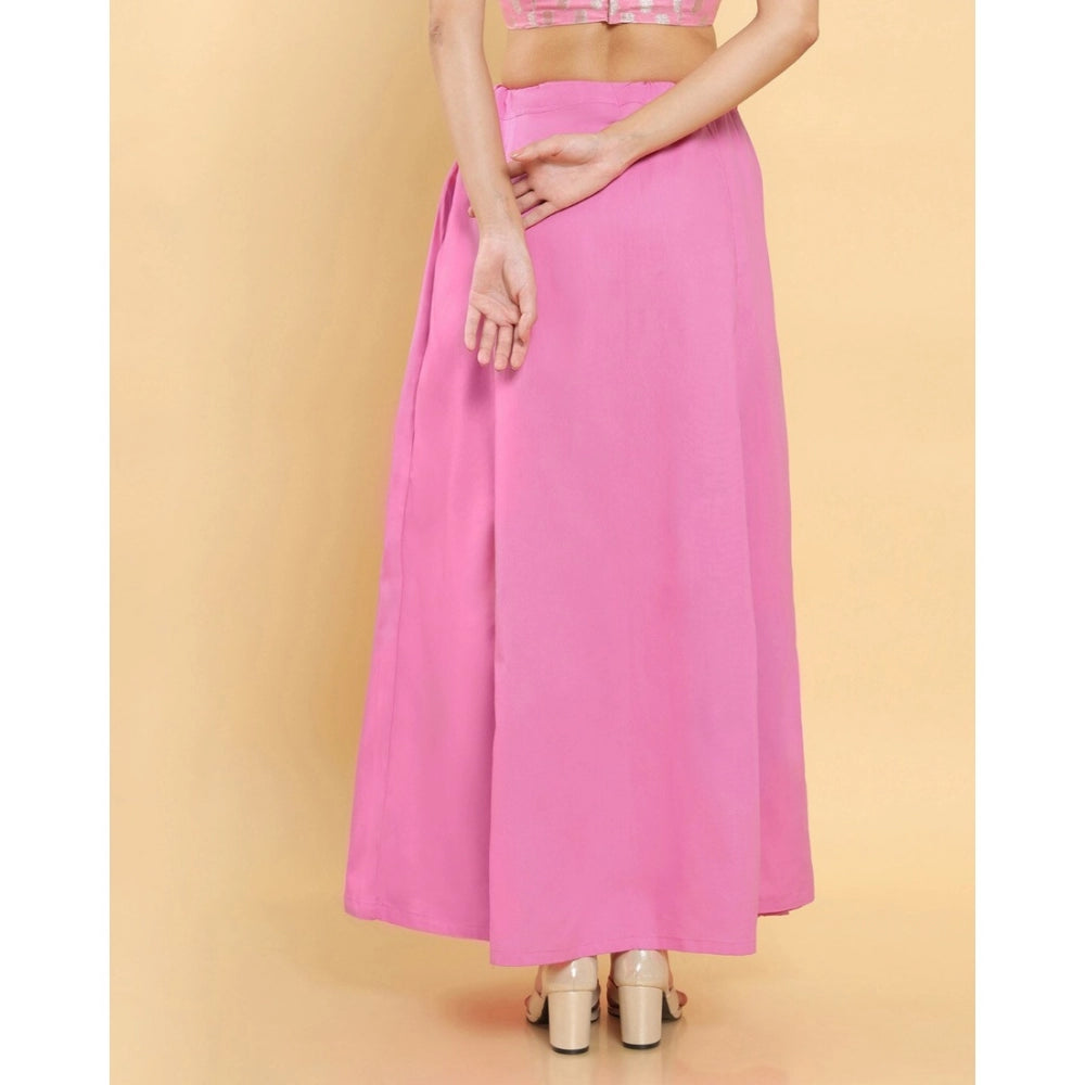 Generic Women's Cotton Solid Free Size Petticoat (Pink) Secondary image