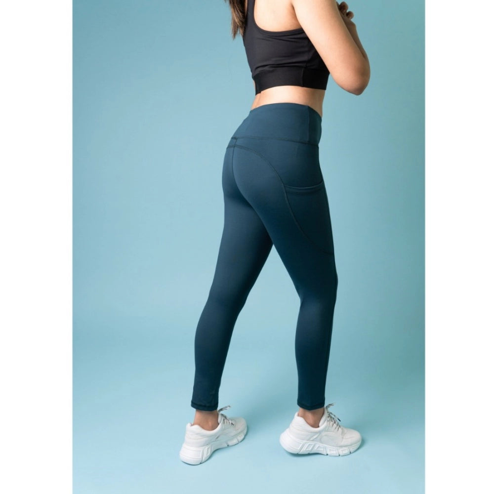 Generic Women's Polyster Solid Sport Leggings (Blue) Secondary image