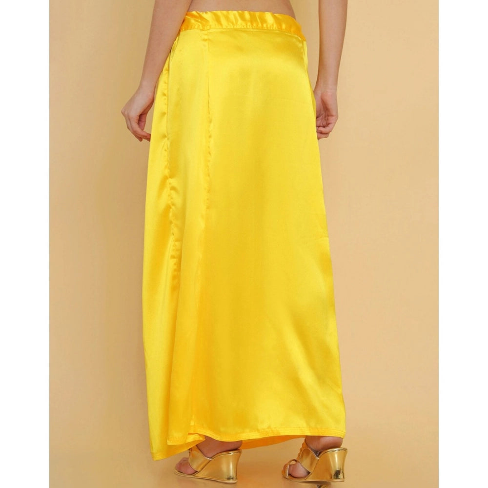 Generic Women's Silk Solid Free Size Petticoat (Yellow) Secondary image