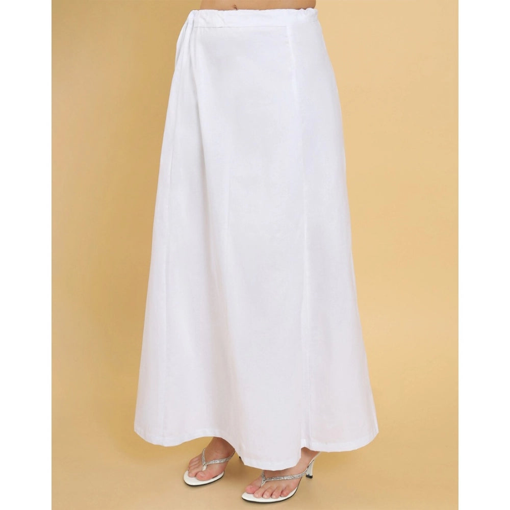 Generic Women's Cotton Solid Free Size Petticoat (White) Secondary image