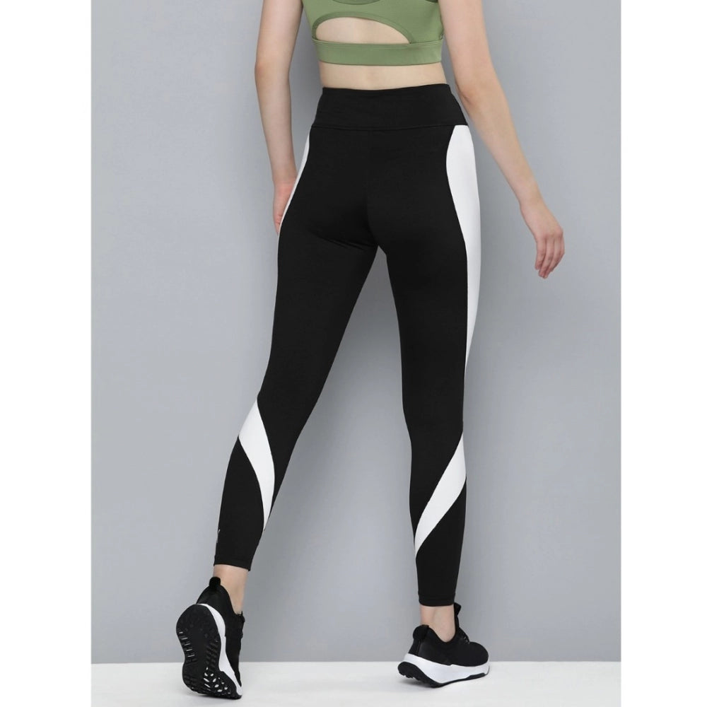 Generic Women's Polyster Solid Sport Leggings (Black &amp; White) Secondary image